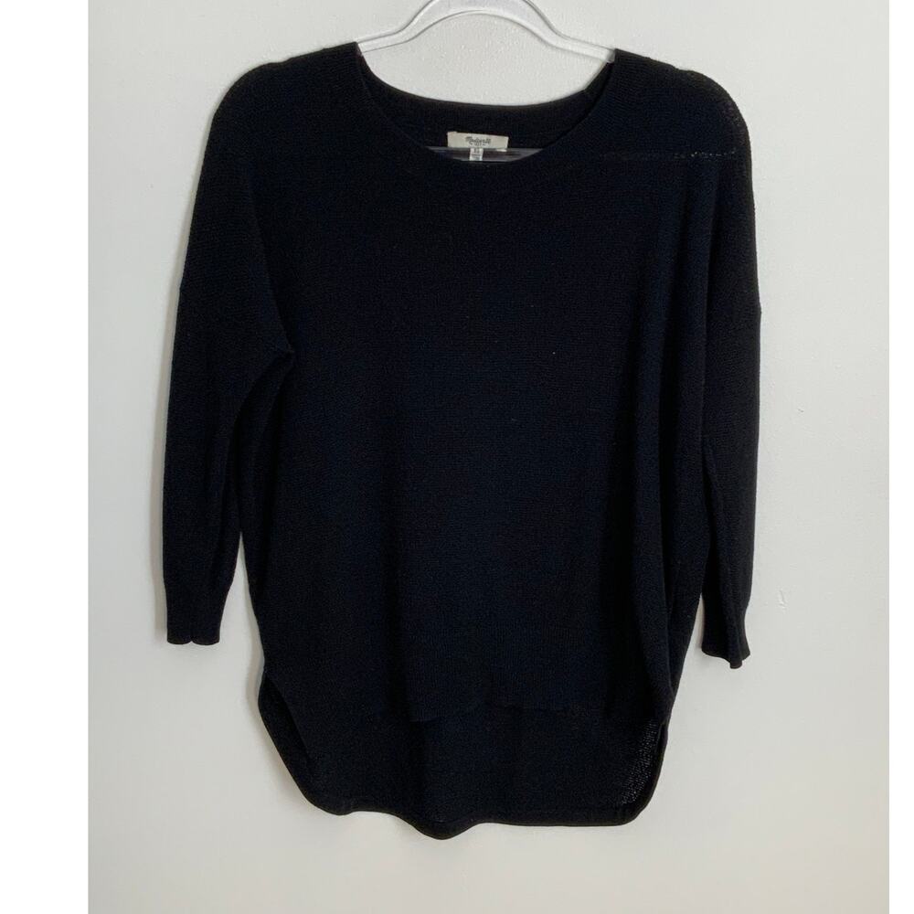 Madewell Black knit cotton oversized sweater xs